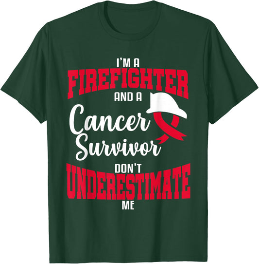 Firefighter Cancer Survivor Fireman Awareness Gift T-Shirt - T-Shirt | Forest
