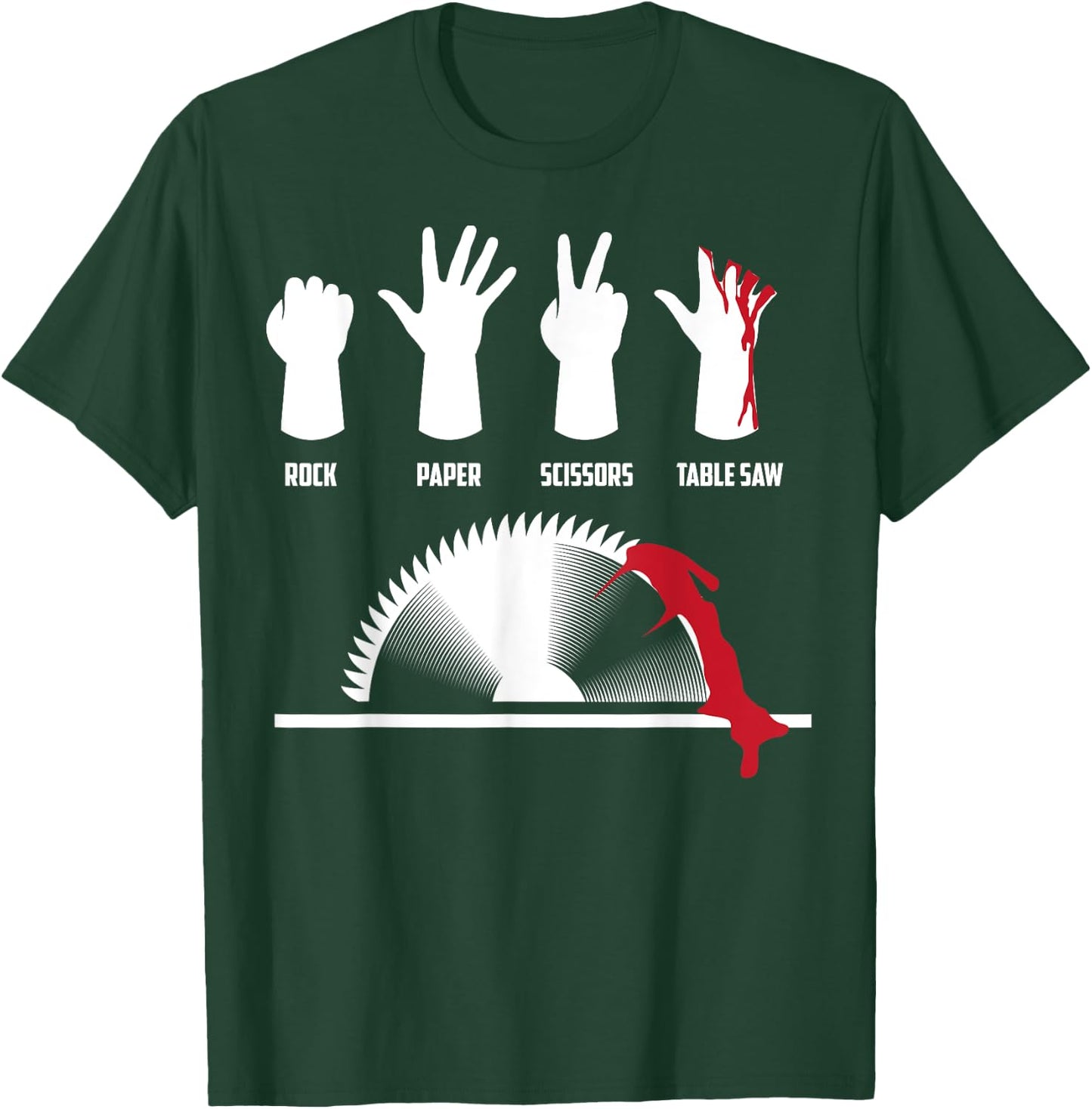 Cool Rock Paper Scissors Table Saw Gift Carpenters T-Shirt - T-Shirt | Forest