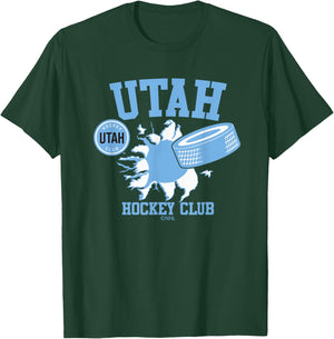 Utah Hockey Club Puck Burst Dark Heather Officially Licensed T-Shirt - T-Shirt | Forest