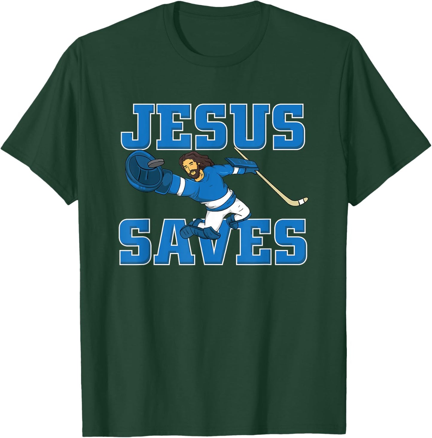 Jesus Saves shirt fun Hockey Goalie Gift T-Shirt - T-Shirt | Forest