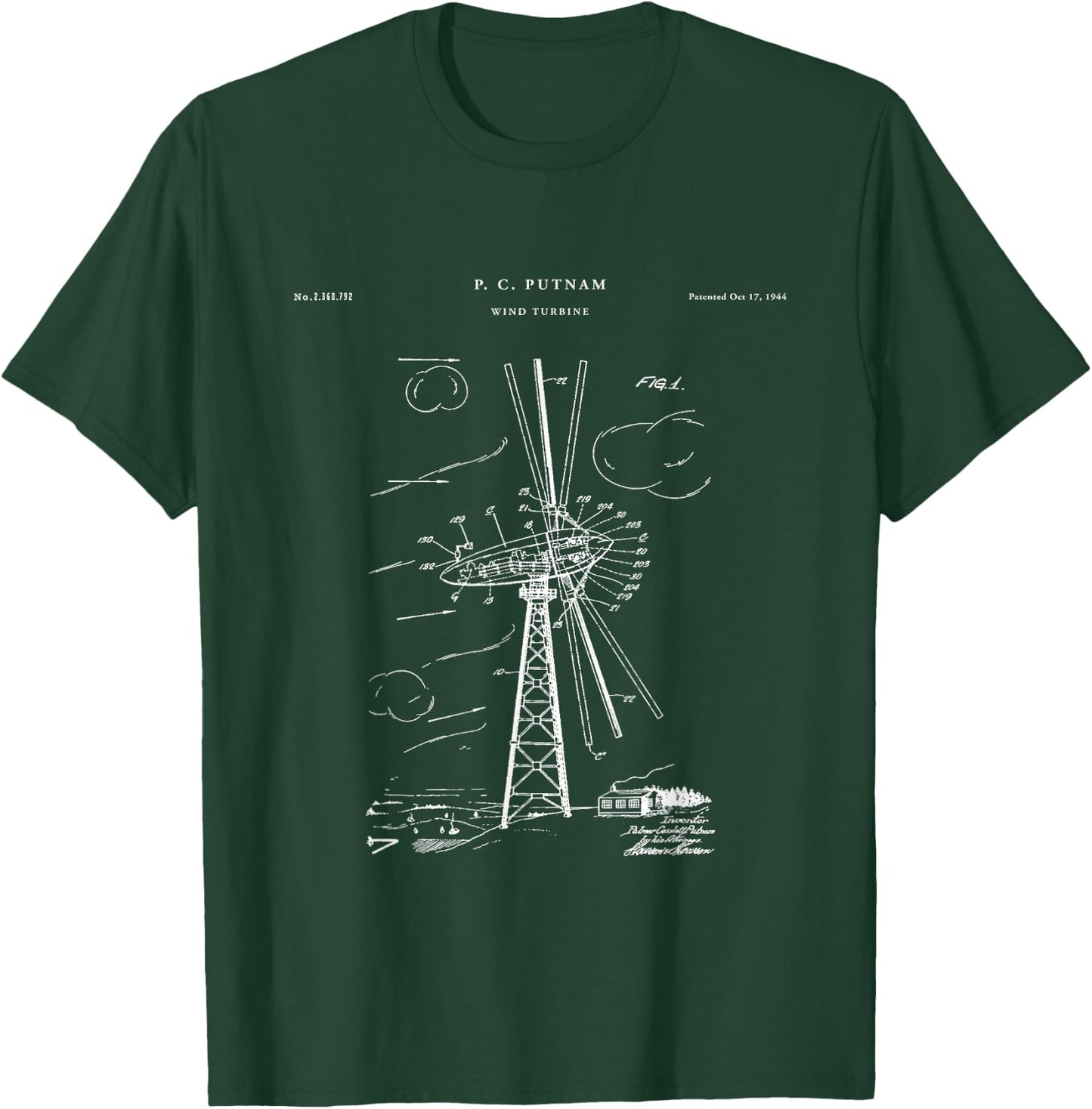 Wind Turbine Patent - Turbine T-Shirt - T-Shirt | Forest