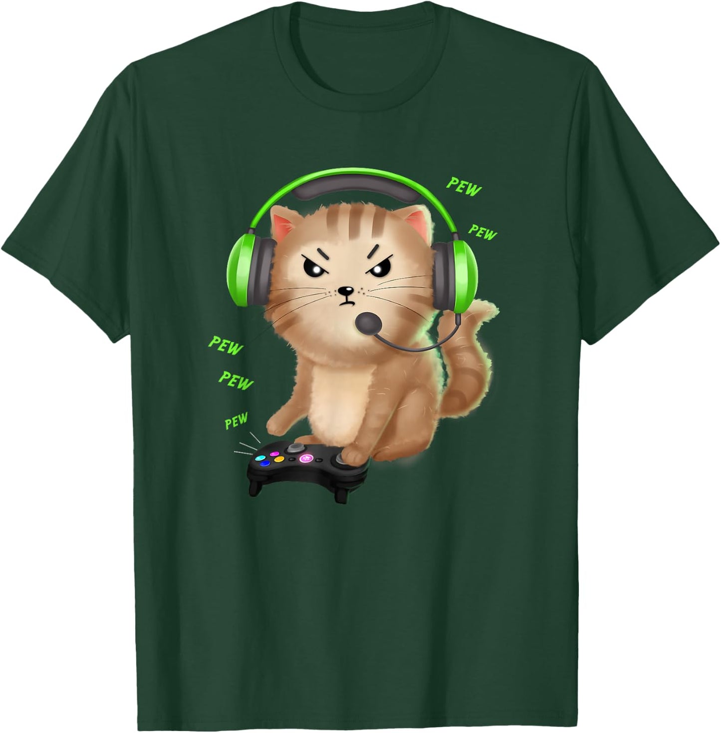 Cat Gaming Gift Video Games Lover Nerd Girl T-Shirt - T-Shirt | Forest