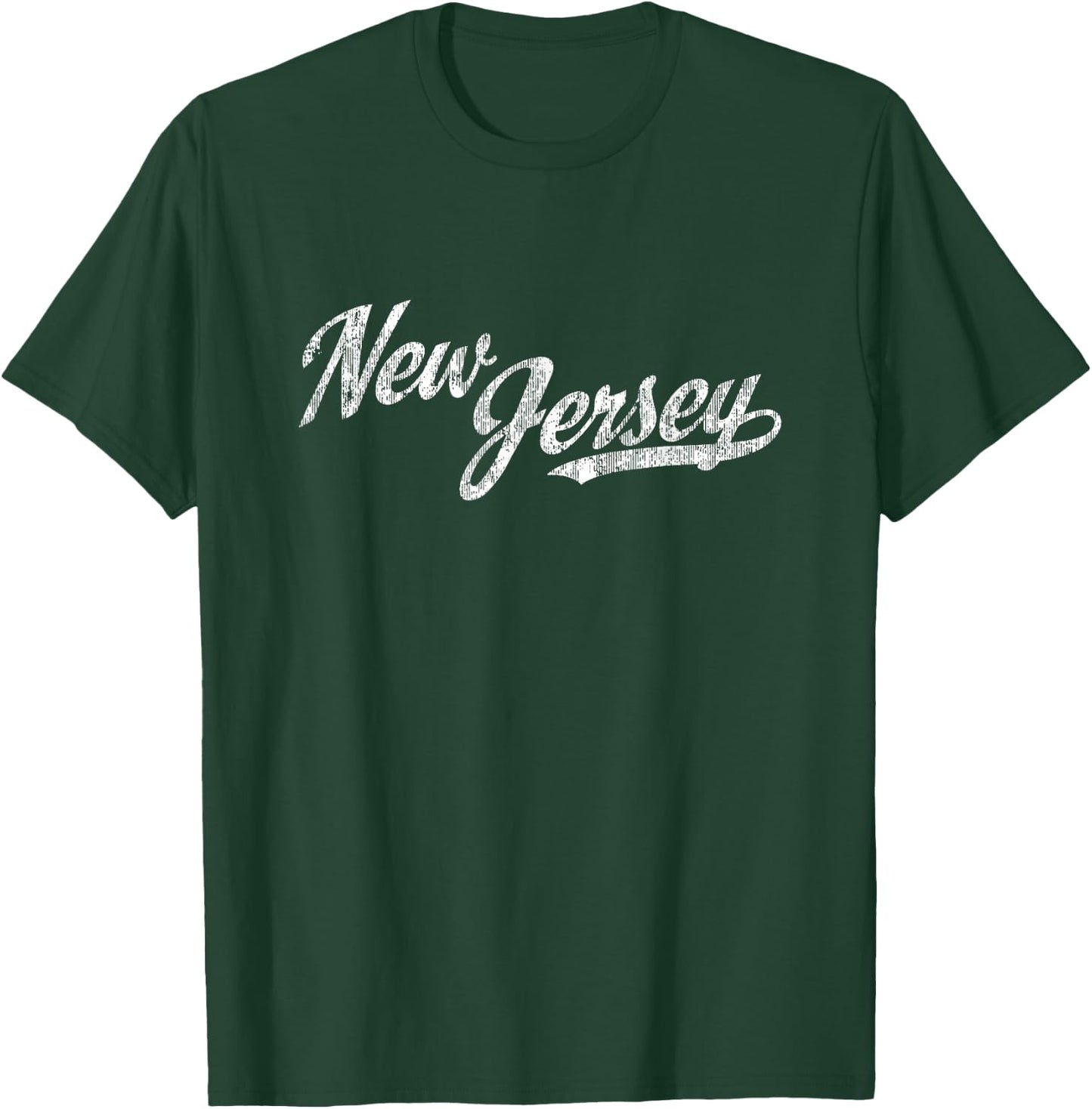 New Jersey NJ Vintage Sports Script Retro T-Shirt - T-Shirt | Forest