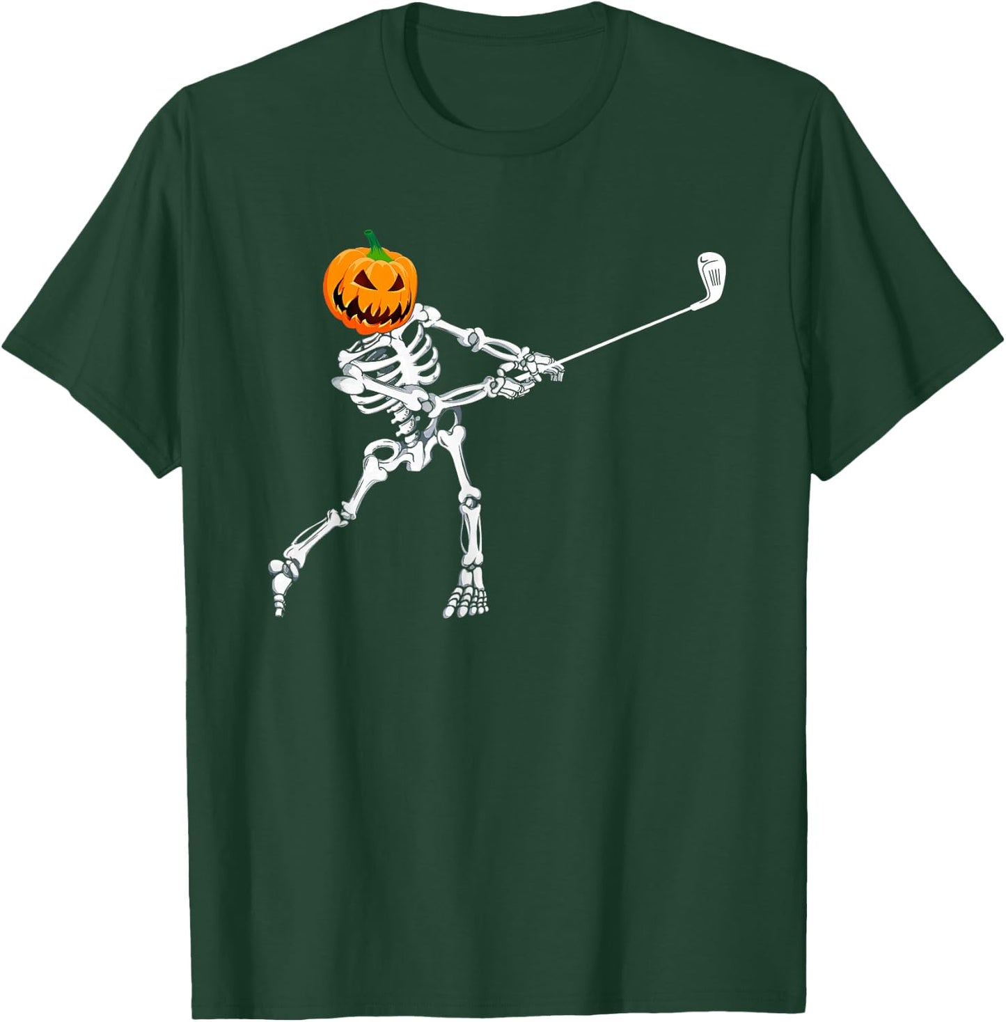 Skeleton Golf Halloween Pumpkin Golfing Golfer T-Shirt - T-Shirt | Forest