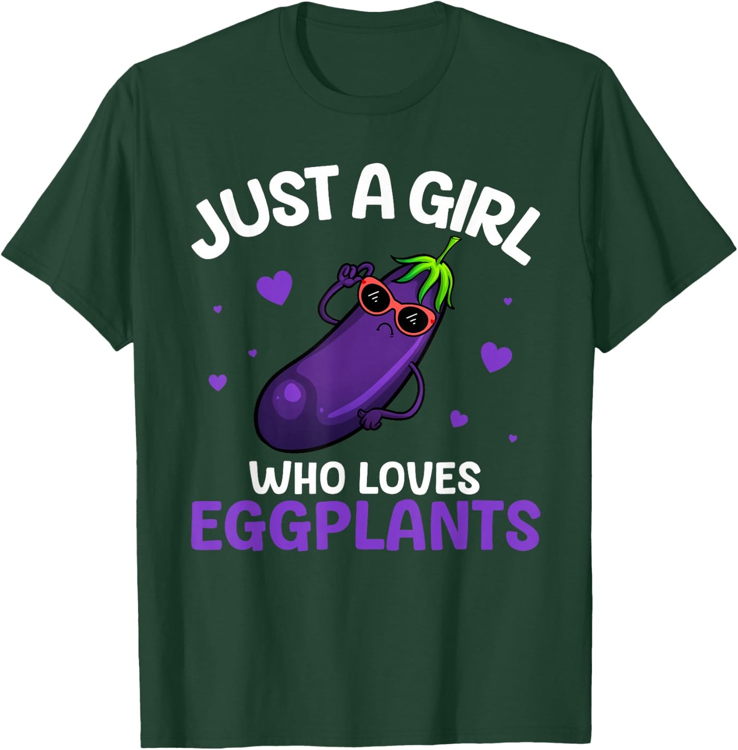 Cute Eggplant Design For Girls Kids Women Eggplant Lovers T-Shirt - T-Shirt | Forest