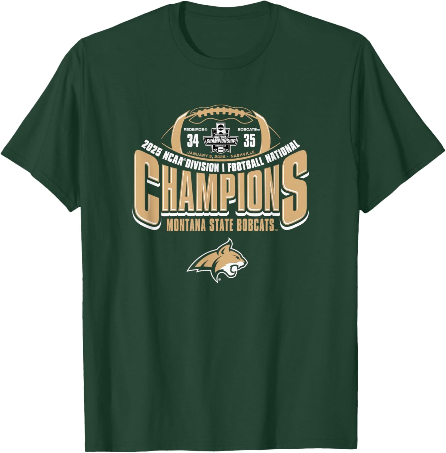 Montana State Bobcats National Champs 2025 Football Score T-Shirt - T-Shirt | Forest