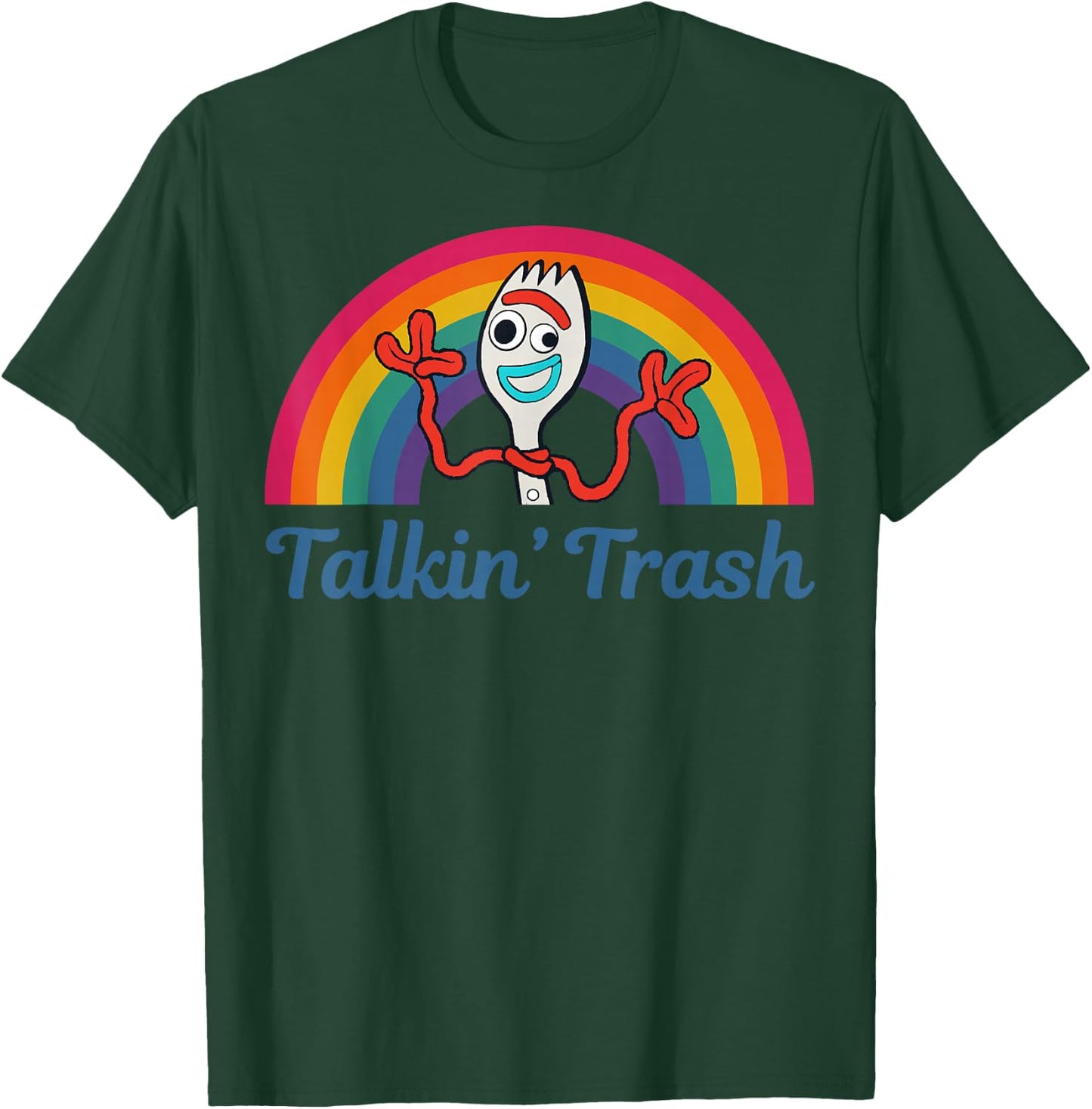 Disney Pixar Toy Story 4 Forky Talkin' Trash Rainbow Poster T-Shirt - T-Shirt | Forest