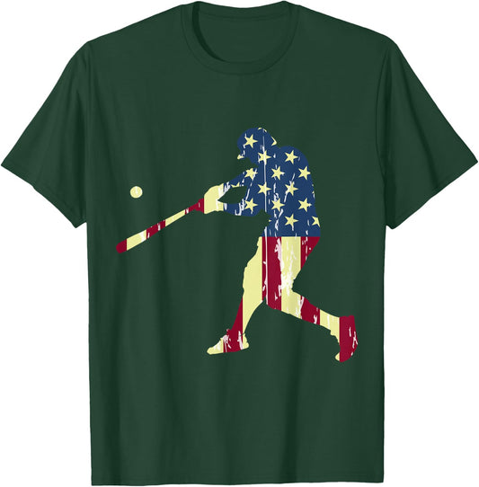 Patriotic American Flag Baseball Shirt, Baseball Men T-Shirt - T-Shirt | Forest