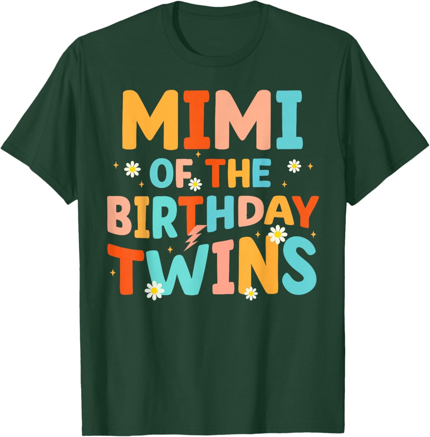 Mimi Of The Birthday Twins Kids Party Retro Bday T-Shirt - T-Shirt | Forest