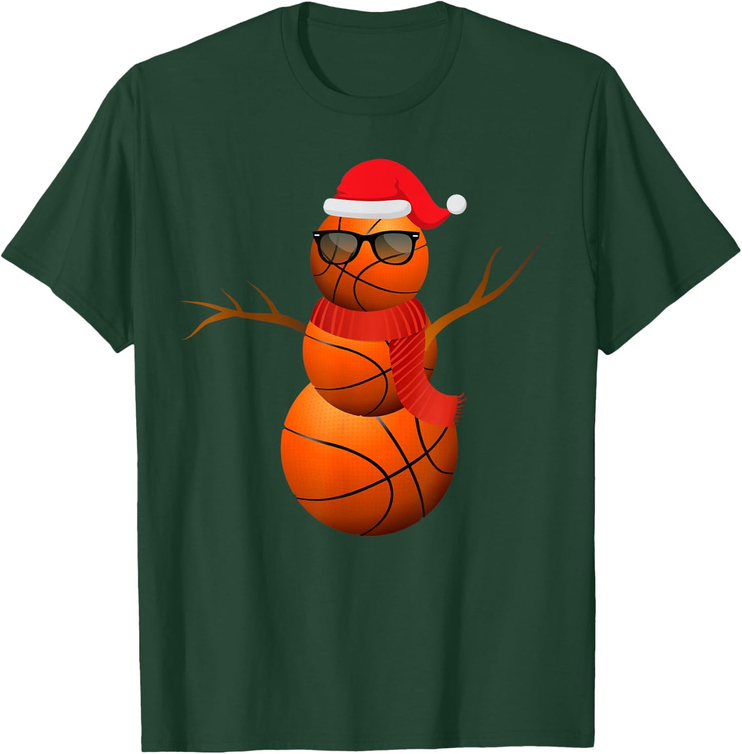 Funny Basketball Snowman Holiday Spirit Christmas Pajama T-Shirt - T-Shirt | Forest
