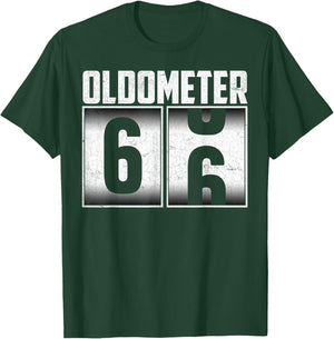 Vintage Oldometer 66 Biker Riding 66th Birthday 66 Years Old T-Shirt - T-Shirt | Forest