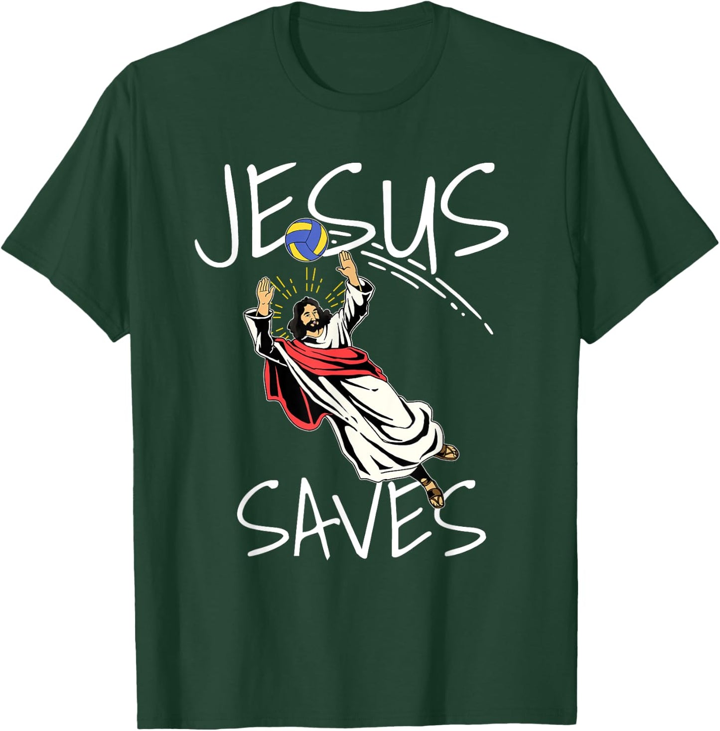 Funny Jesus Saves Volleyball Gift Volleyball Team T-Shirt - T-Shirt | Forest