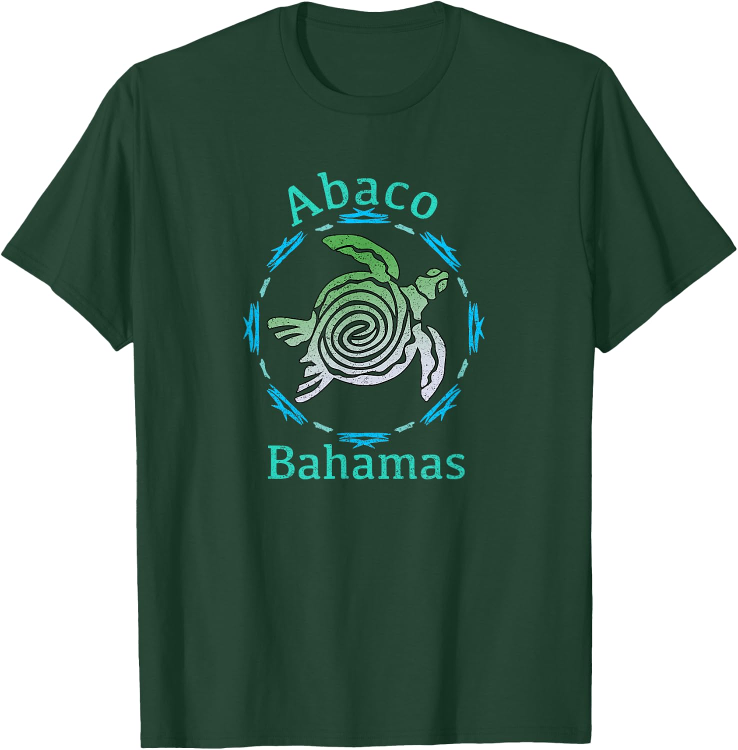 Abaco Bahamas Vintage Tribal Turtle Gift T-Shirt - T-Shirt | Forest