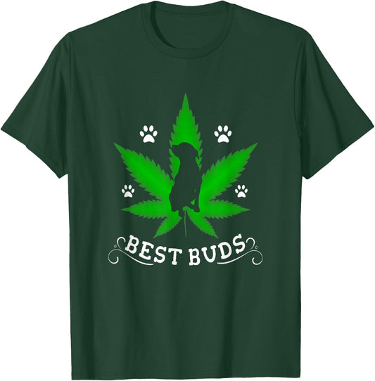 Best Buds Funny Pitbull Weed Dog Gift T-Shirt - T-Shirt | Forest