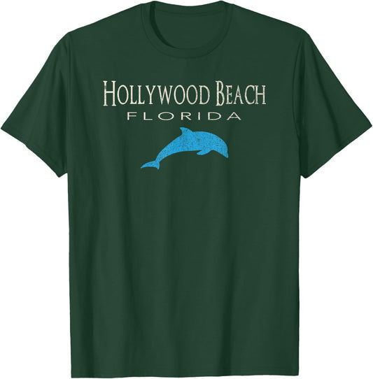 Vintage Hollywood Beach FL Dolphin T Shirt T-Shirt - T-Shirt | Forest