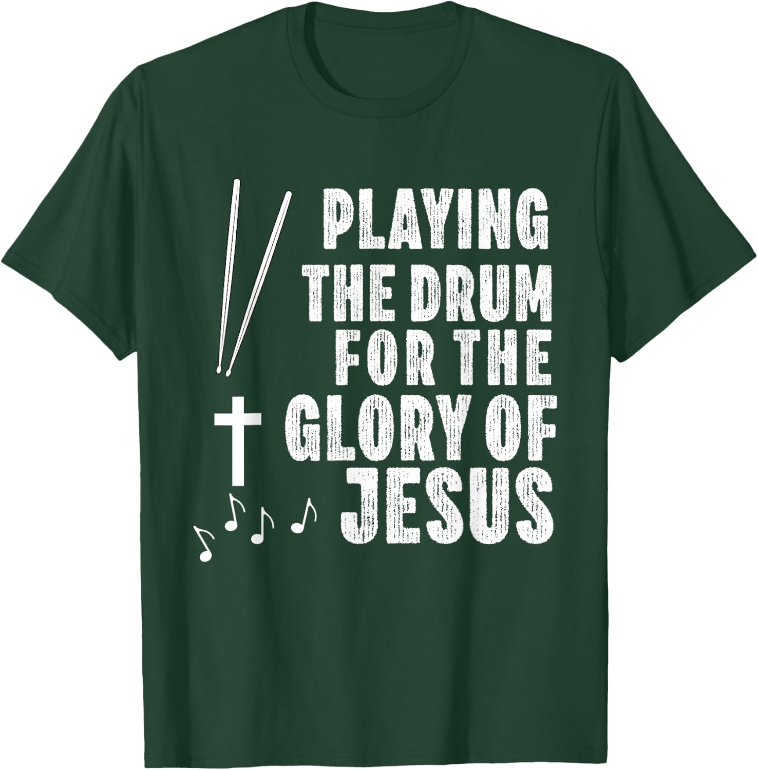 Christian Drummer Drum Player Stick Men Jesus Worship Music T-Shirt - T-Shirt | Forest