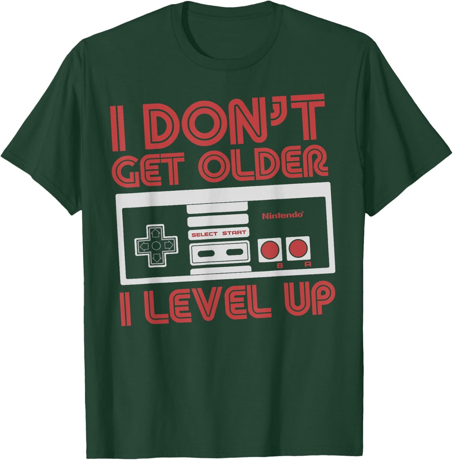 Nintendo Level Up SNES Controller Classic Fit - Black, Adult, Round Neck T-Shirt - T-Shirt | Forest