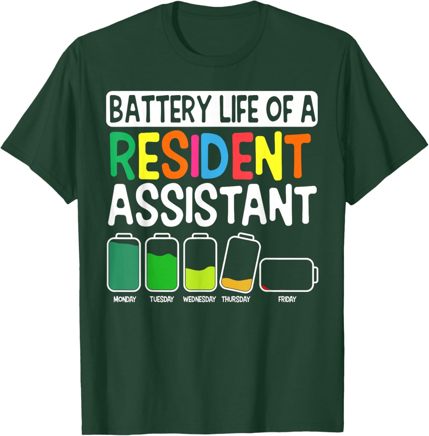 Battery Life of A Resident Assistant School Dorm T-Shirt - T-Shirt | Forest