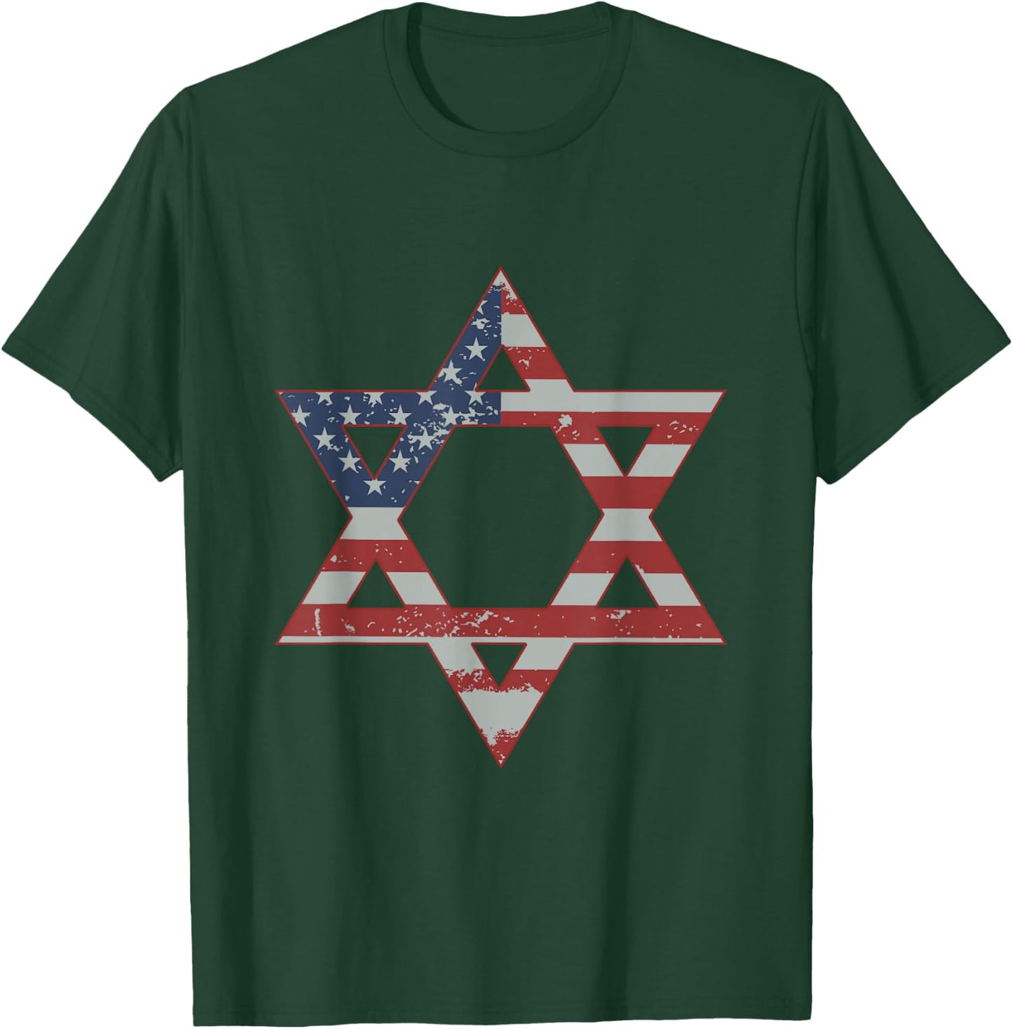US USA America & Israeli Magen Star Of David T Shirt T-Shirt - T-Shirt | Forest