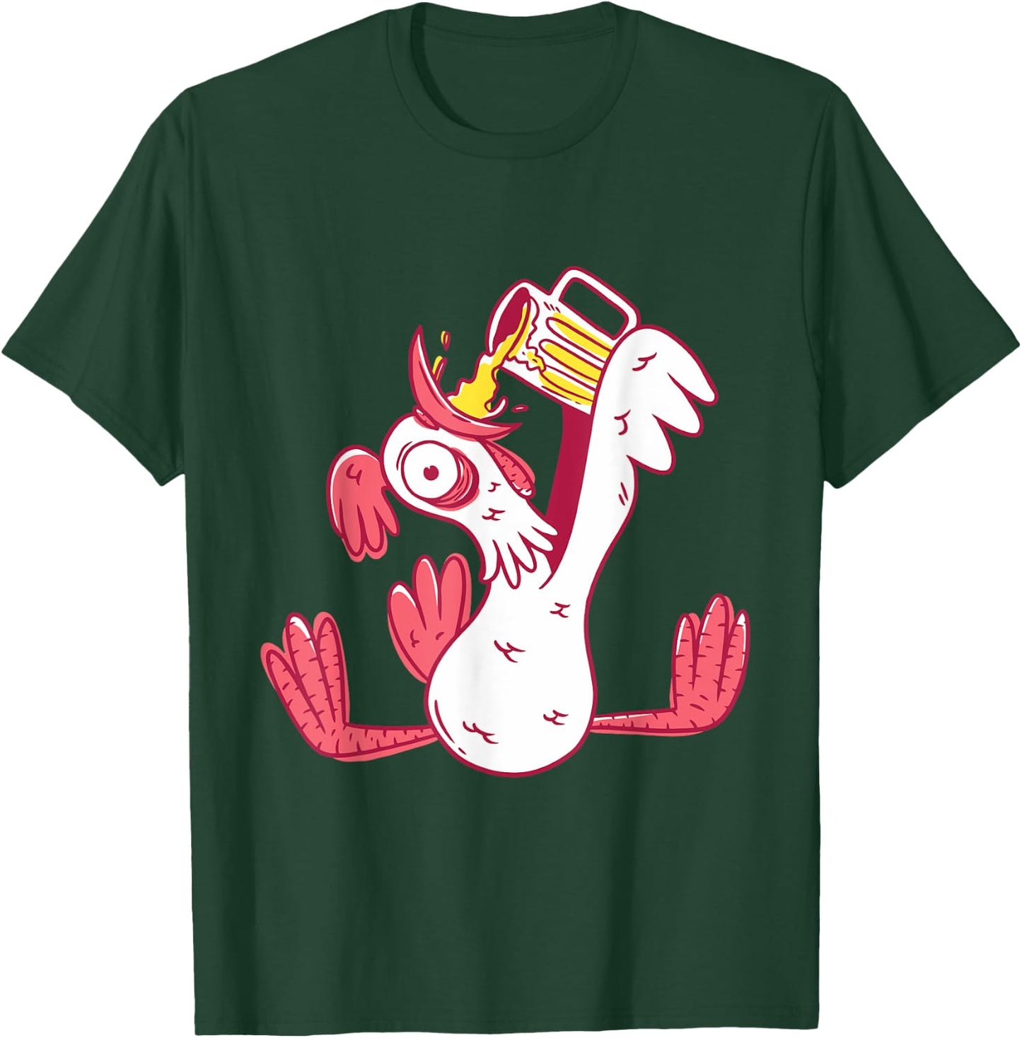 Funny oktoberfest design with drunk rooster drinking beer T-Shirt - T-Shirt | Forest