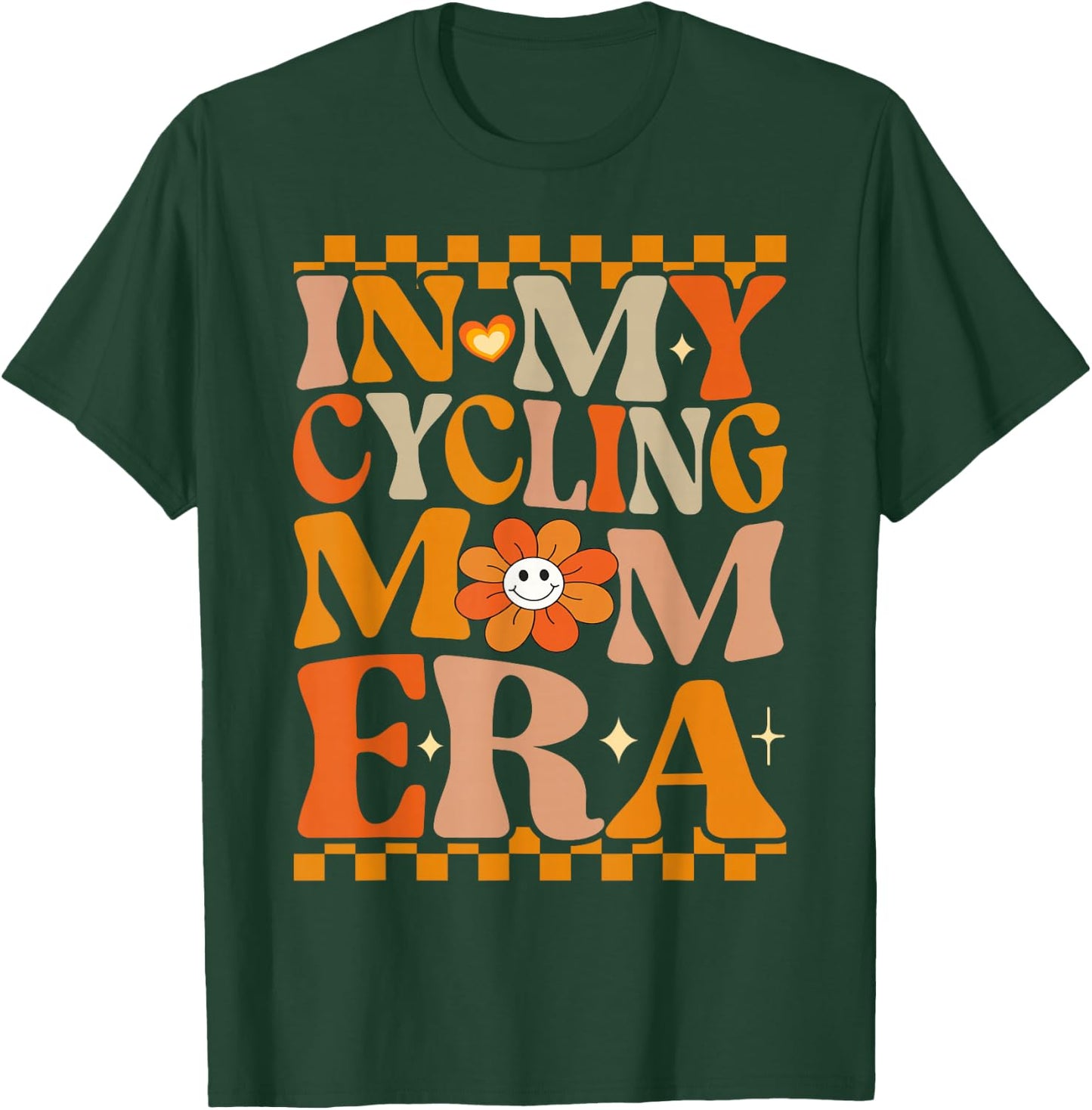 In My Cycling Mom Era | Retro Groovy Hippie Cycling T-Shirt - T-Shirt | Forest