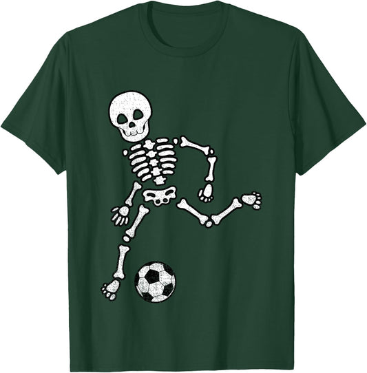 Kids Skeleton Soccer Shirt Halloween Sport Player Costume T-Shirt - T-Shirt | Forest