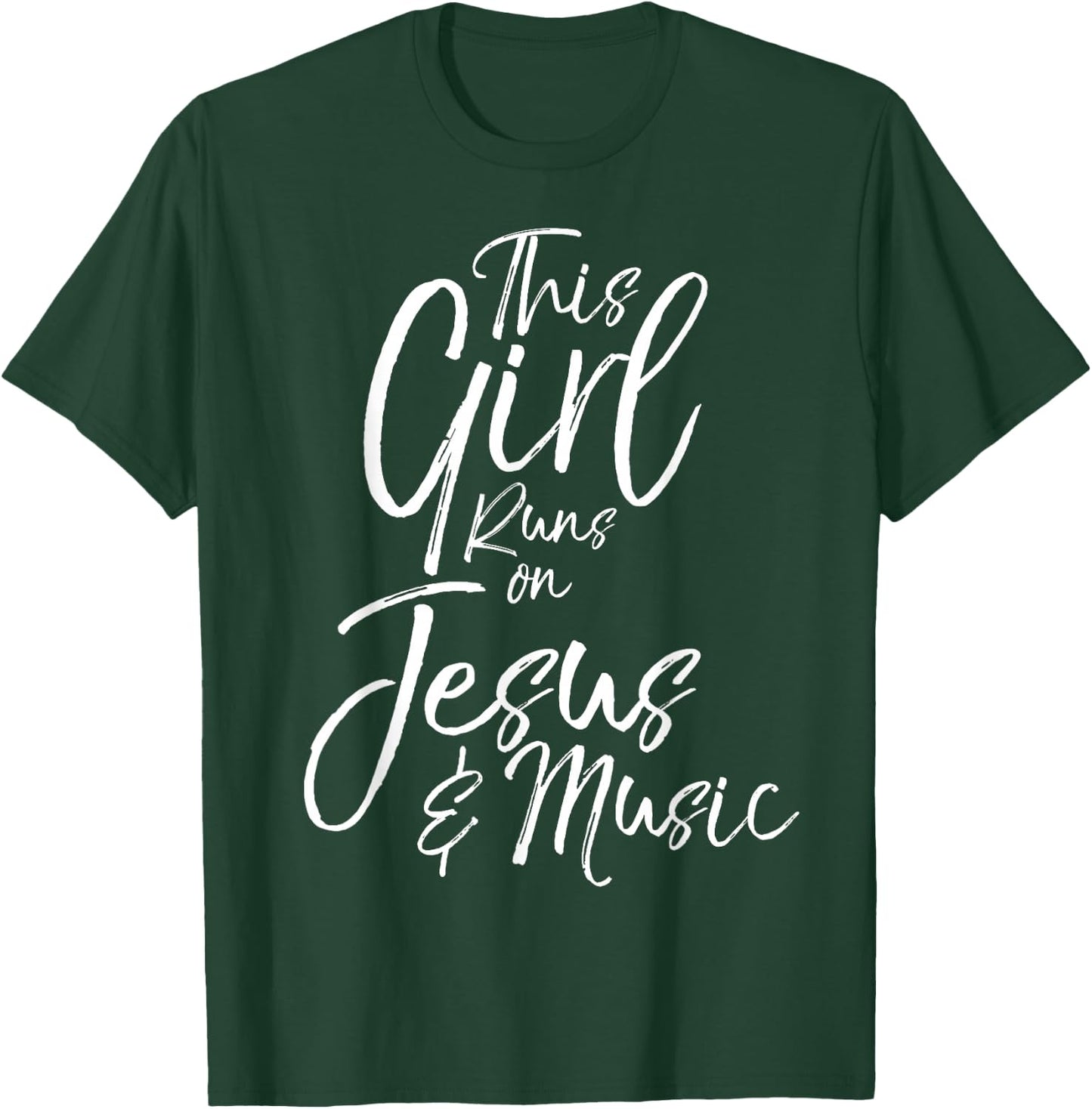 Christian Musician Gift This Girl Runs on Jesus & Music T-Shirt - T-Shirt | Forest