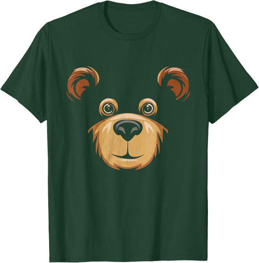 Bear Face Halloween Costume Brown Bear Animal Kids T-Shirt - T-Shirt | Forest