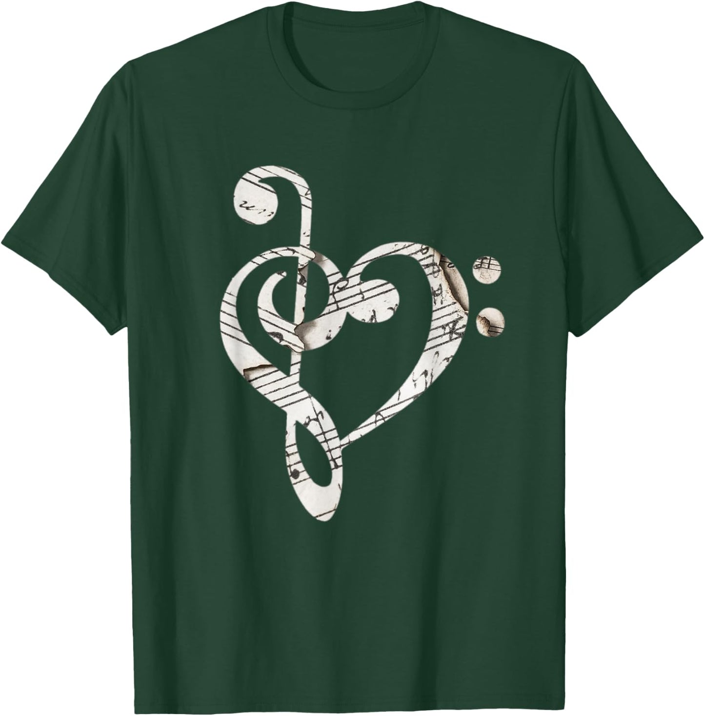 Heart Bass Clef Musical Note Shirt T-Shirt - T-Shirt | Forest