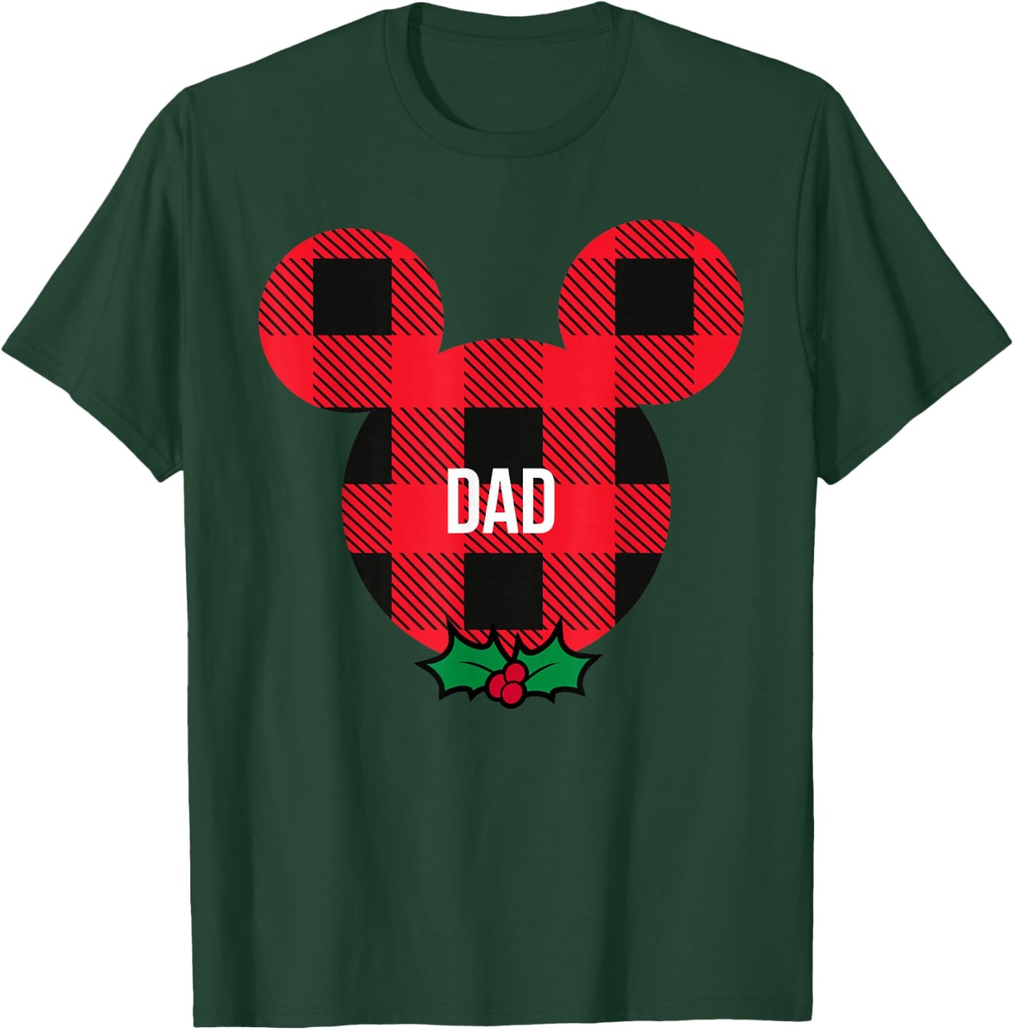 Disney Mickey Mouse Family Matching Holiday Plaid Dad T-Shirt - T-Shirt | Forest