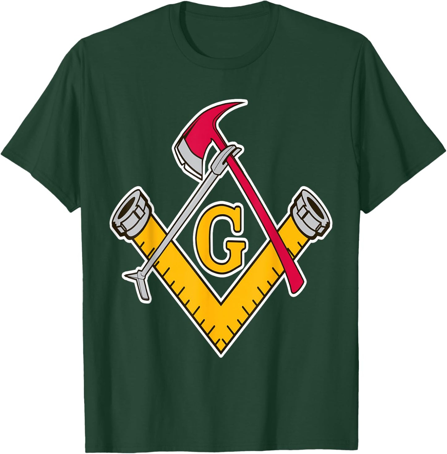 Masonic Firefighter Tools T-Shirt - T-Shirt | Forest