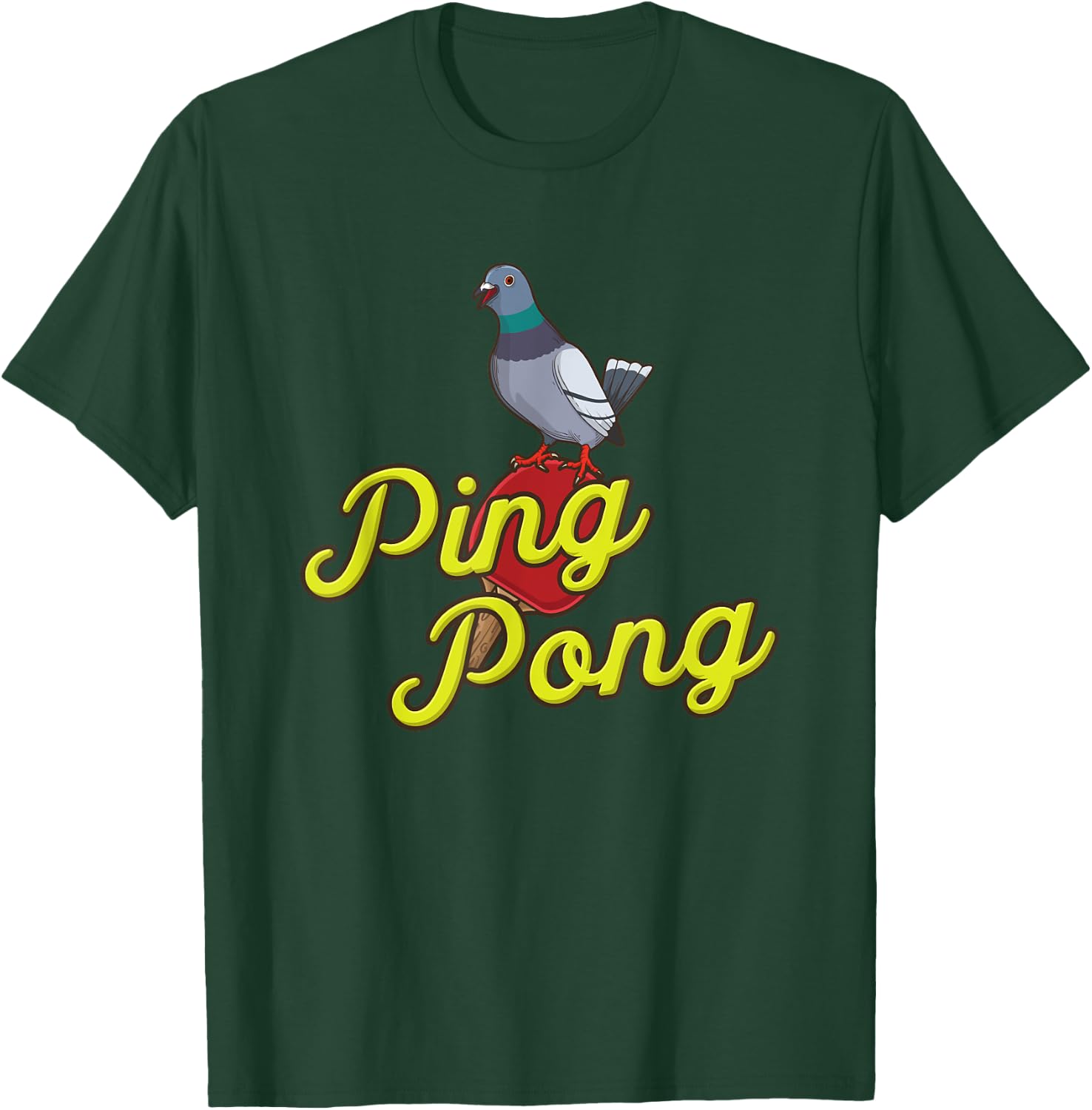 Pigeon & Ping Pong Gift -Adults Black 3XL Table Tennis Pigeon Design T-Shirt - T-Shirt | Forest