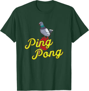 Pigeon & Ping Pong Gift -Adults Black 3XL Table Tennis Pigeon Design T-Shirt - T-Shirt | Forest