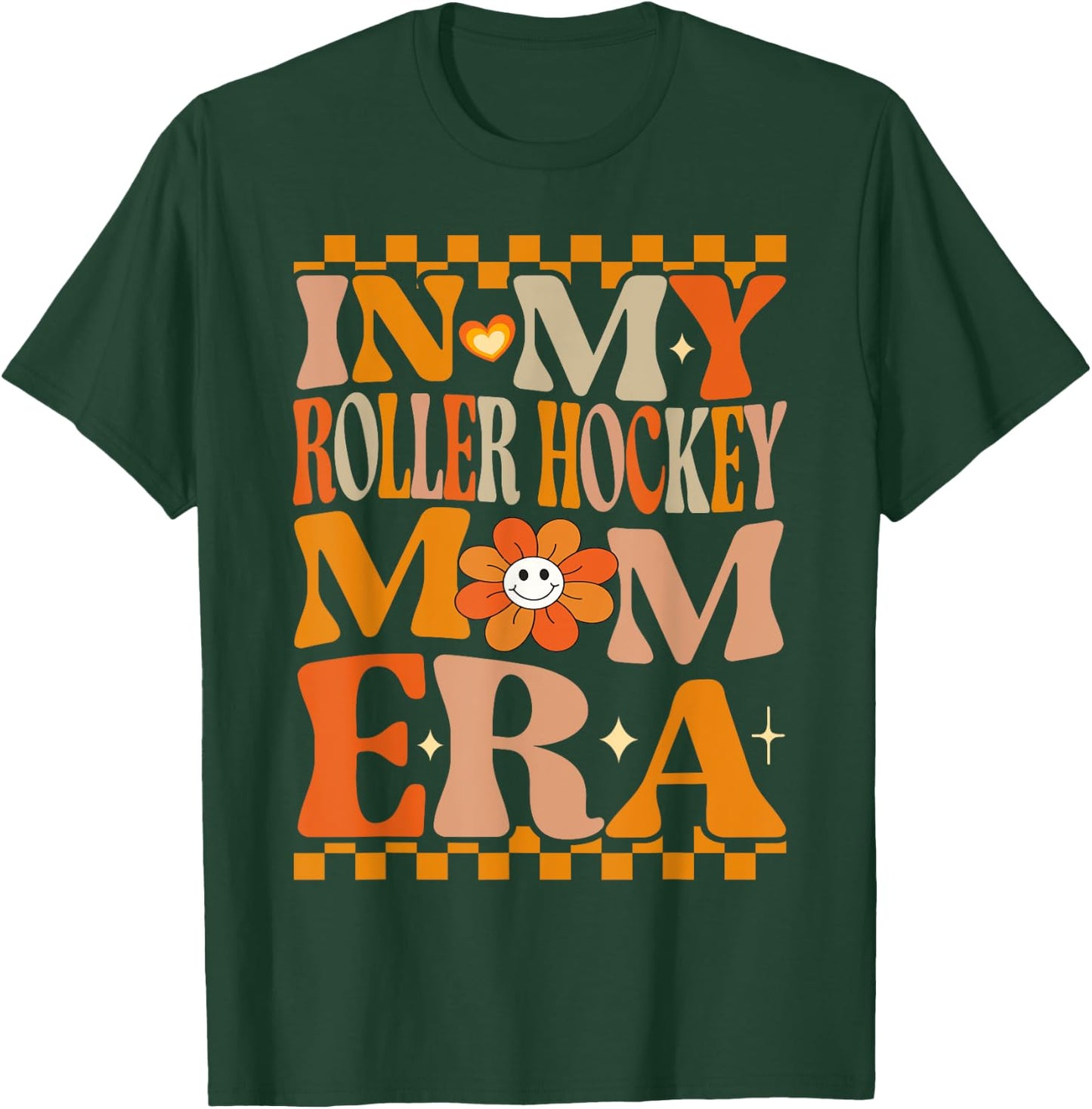 In My Roller Hockey Mom Era | Retro Groovy Roller Hockey T-Shirt - T-Shirt | Forest