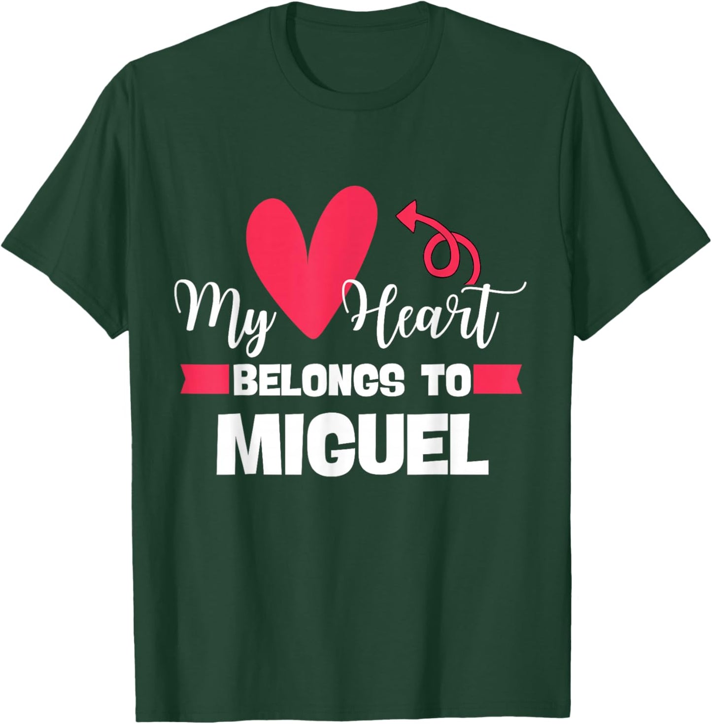 First Name Miguel Valentines Day Design for Couples T-Shirt - T-Shirt | Forest