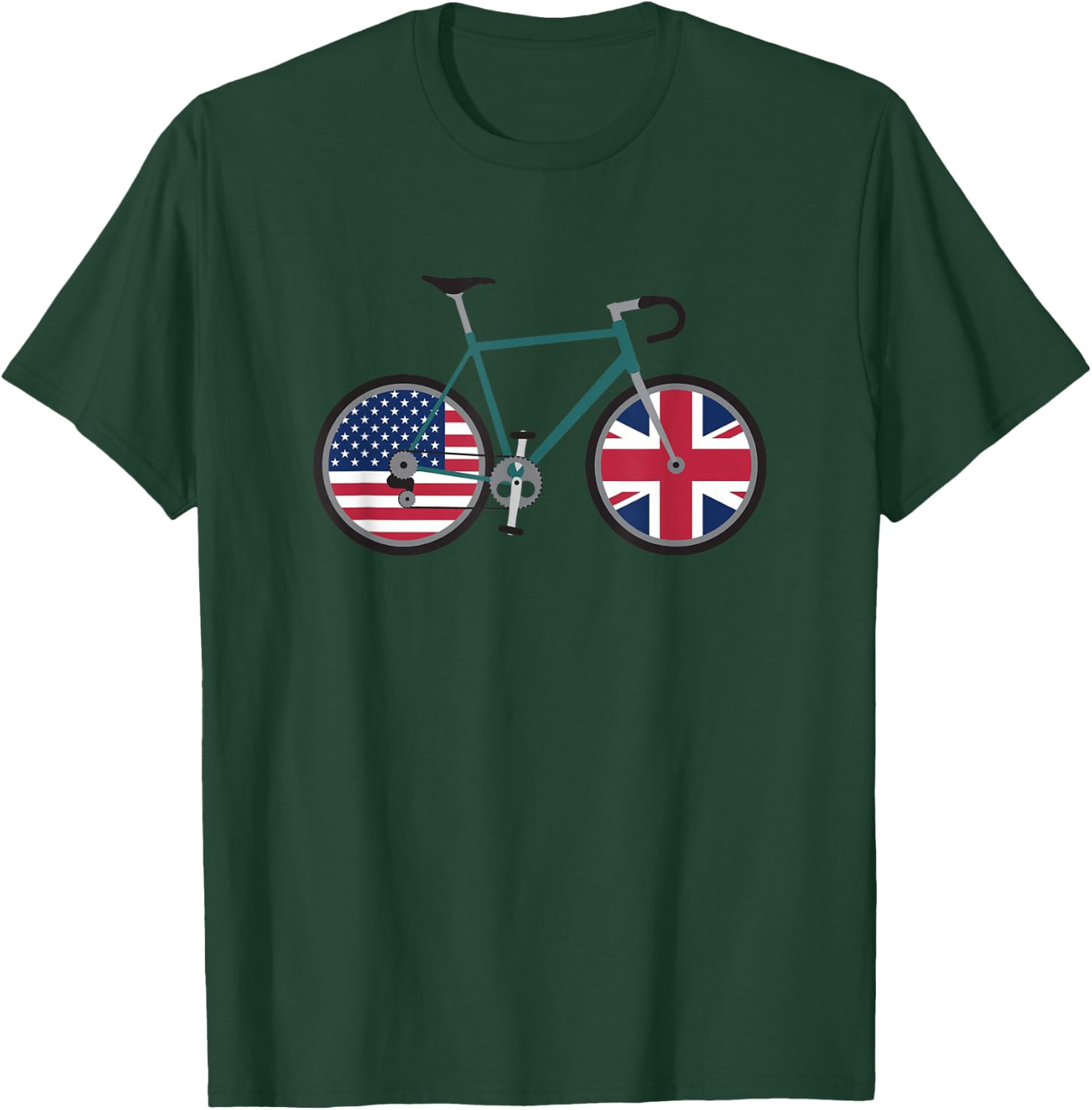 Dual Citizen Cycling USA United Kingdom - Dual Citizenship T-Shirt - T-Shirt | Forest