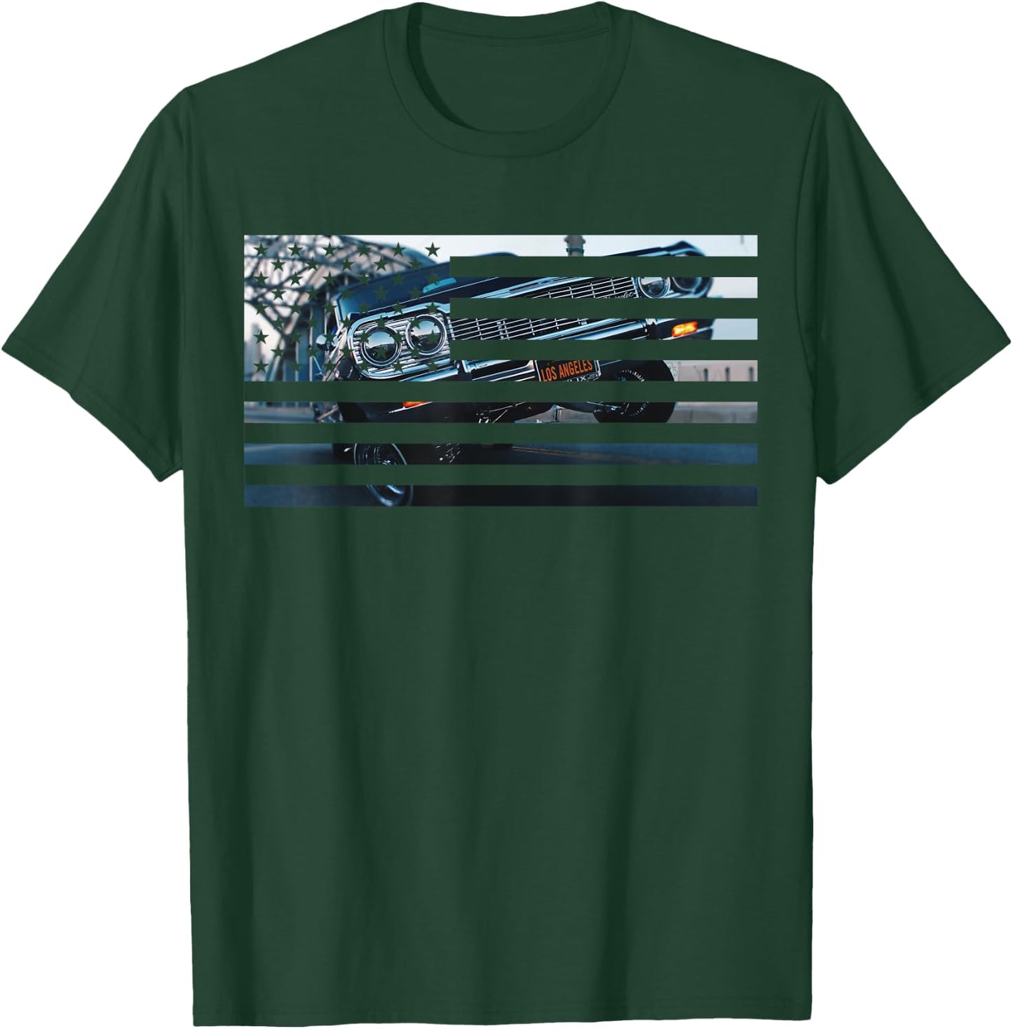 Low Rider Los Angeles American Flag LA USA 4th of July T-Shirt - T-Shirt | Forest