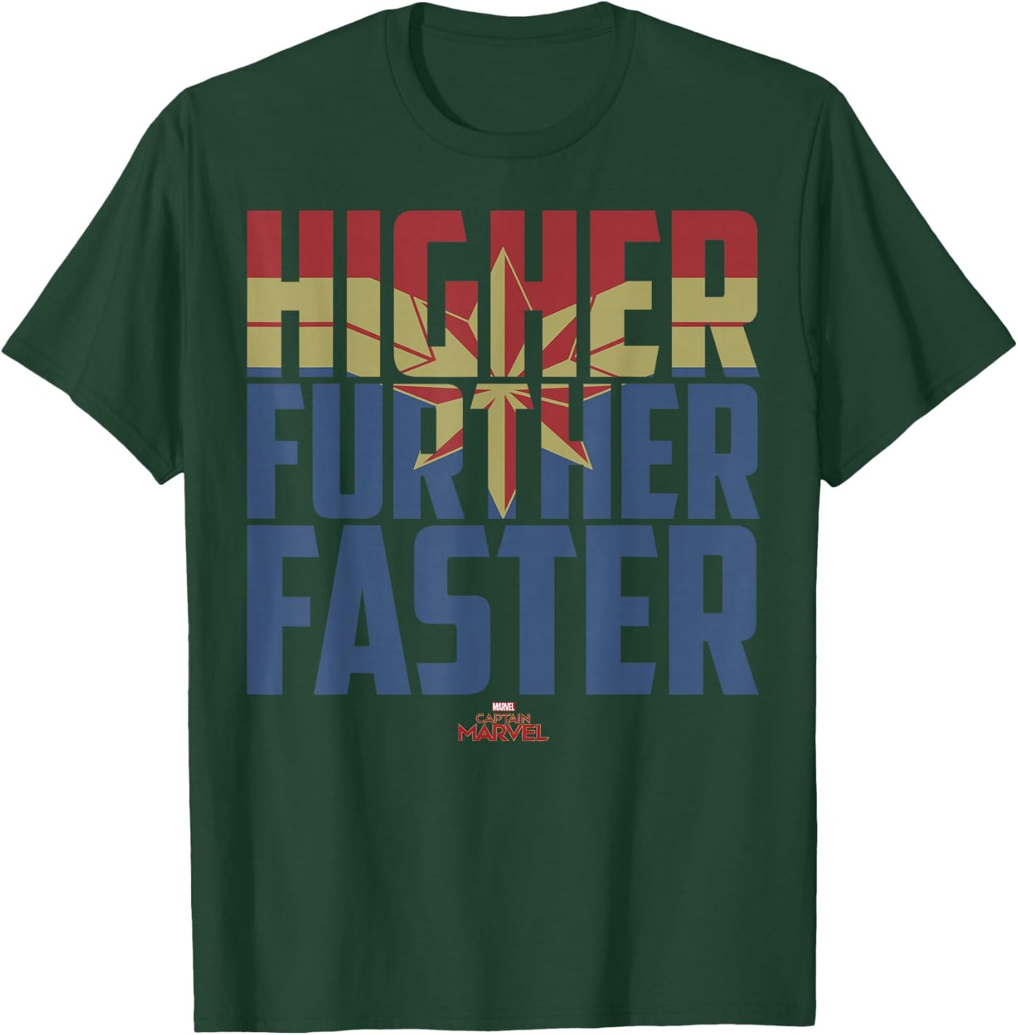 Captain Marvel Movie Higher Further Faster Graphic T-Shirt - T-Shirt | Forest