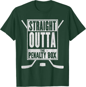 Straight Outta The Penalty Box Funny Ice Hockey Gift T-Shirt - T-Shirt | Forest