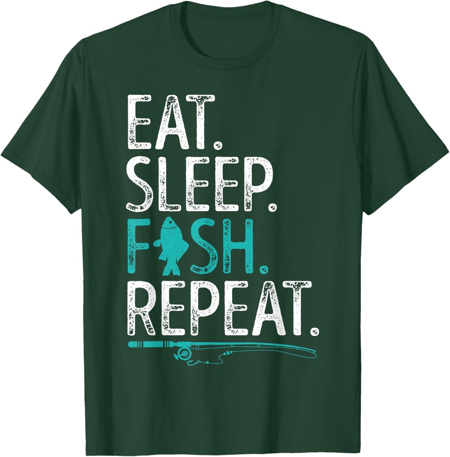 Eat Sleep Fish Repeat T shirt Men Women Kids Fishing Boys T-Shirt - T-Shirt | Forest