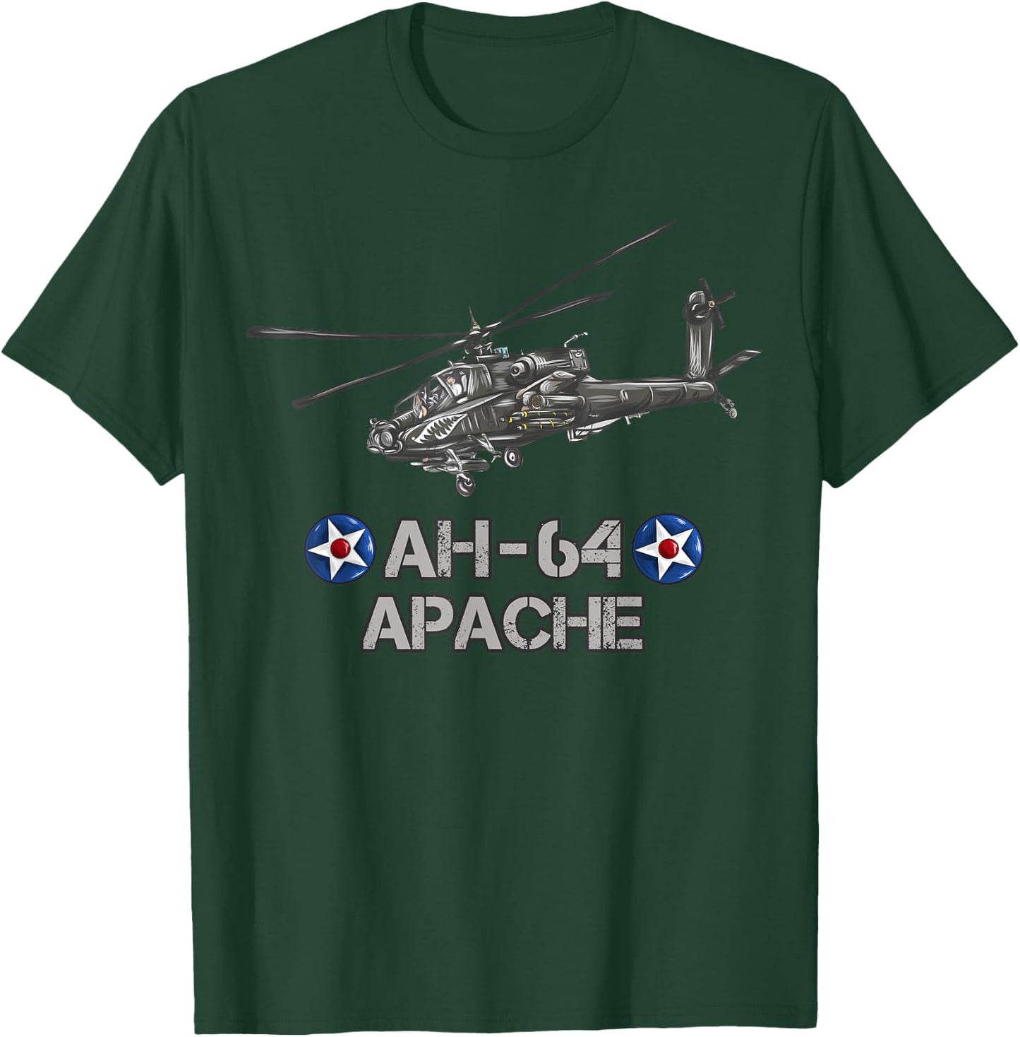 Military Aircraft AH-64 Apache Helicopter Army Aviator gift T-Shirt - T-Shirt | Forest