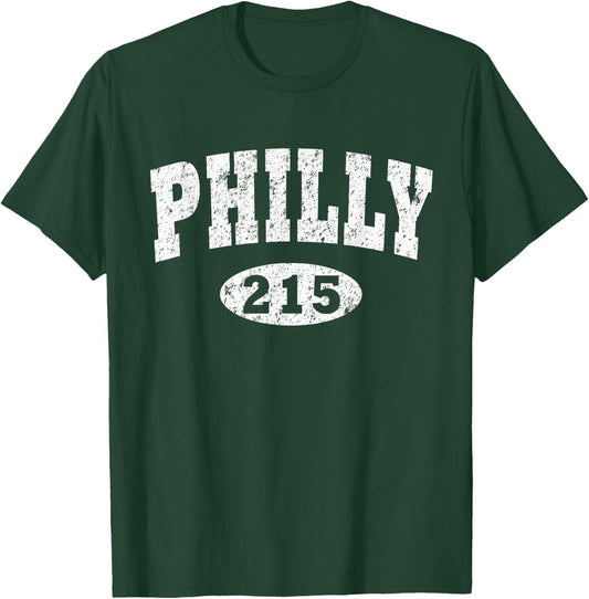 Philly 215 Shirt Philadelphia Distressed T-Shirt - T-Shirt | Forest