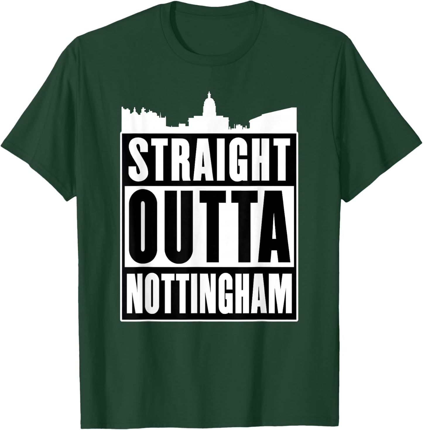 Straight Outta UK Shirts & Gifts Nottingham - Men's -Adults Black Cotton 60% Polyester 40% Short Sleeve - Small T-Shirt - T-Shirt | Forest