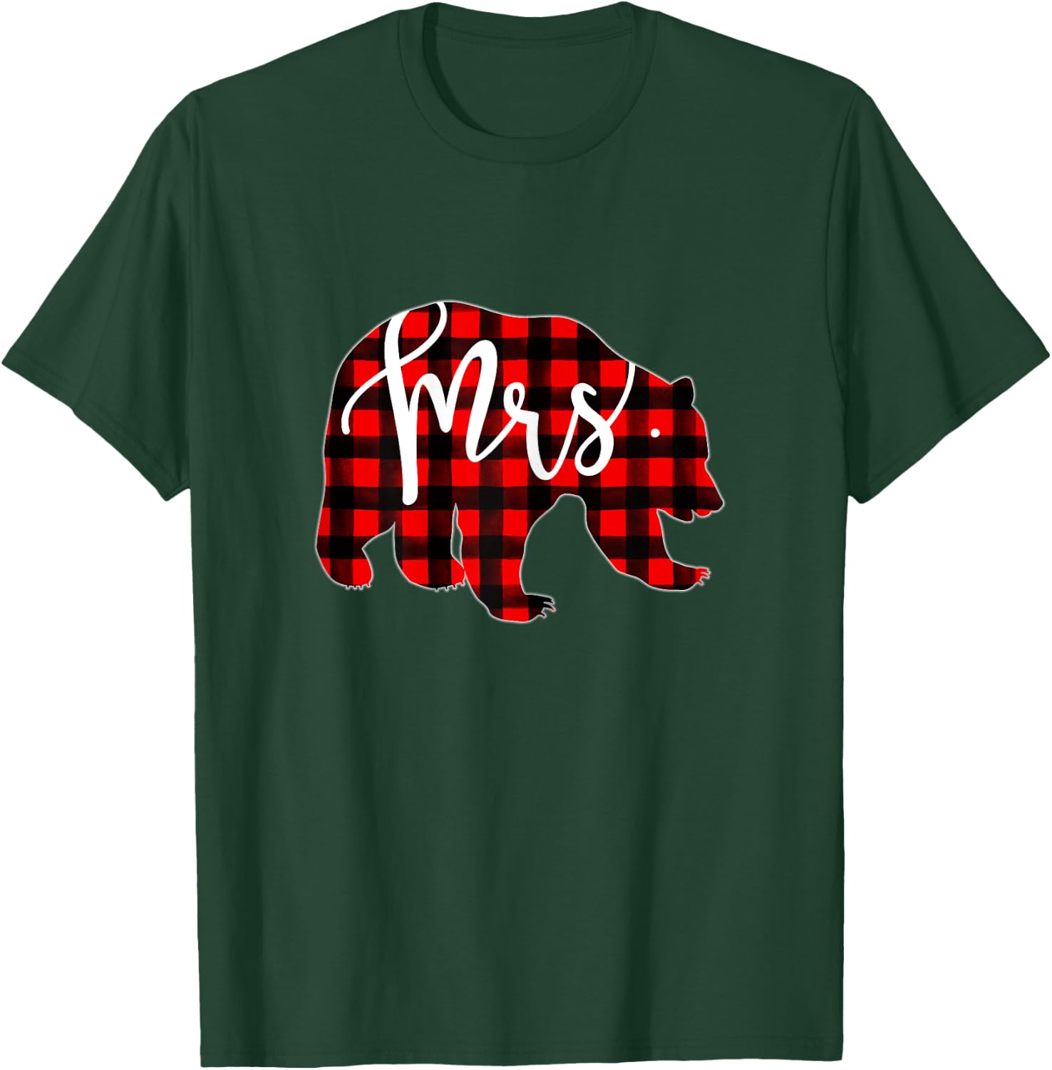 Red Plaid Mrs Bear T Shirt Matching Pajama Newlywed Married T-Shirt - T-Shirt | Forest