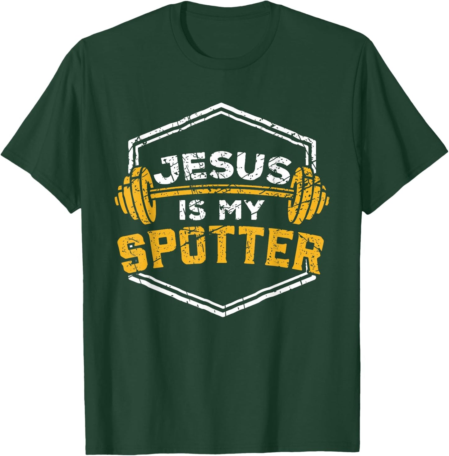 Jesus Workout Shirt Jesus is my Spotter Christian Gym Gift T-Shirt - T-Shirt | Forest