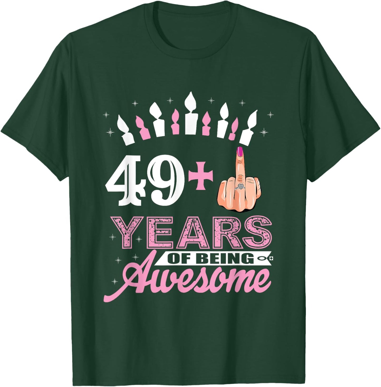 Funny 49 Plus Middle Finger 50th Birthday Gifts T-Shirt - T-Shirt | Forest