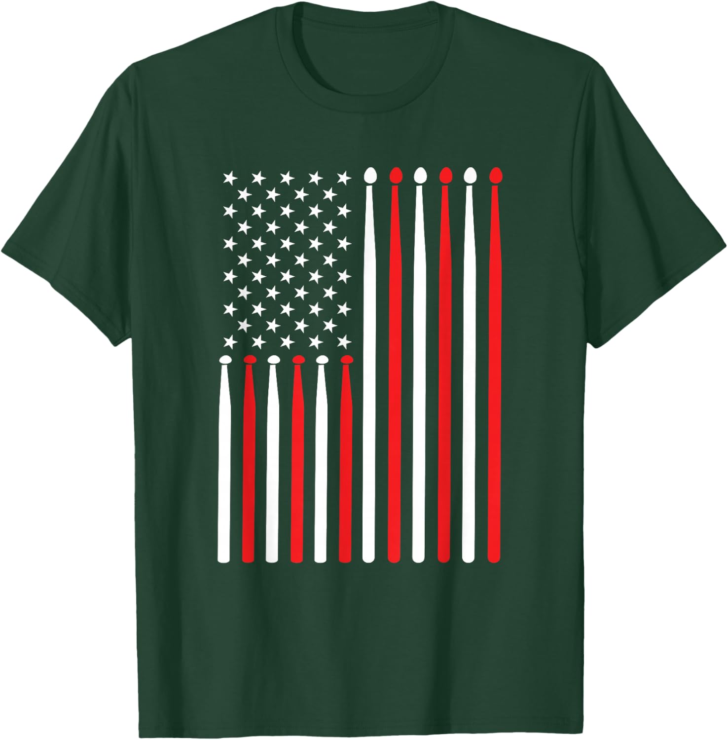 American Flag Drumstick USA Drummer Shirt Musicians Men T-Shirt - T-Shirt | Forest
