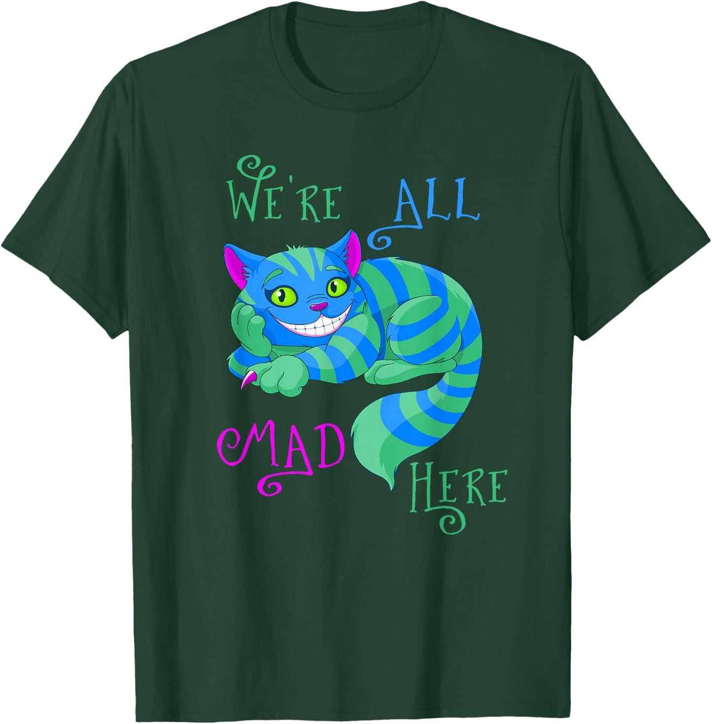 Alice in Wonderland Cheshire Cat We're All Mad Here Small T-Shirt - T-Shirt | Forest