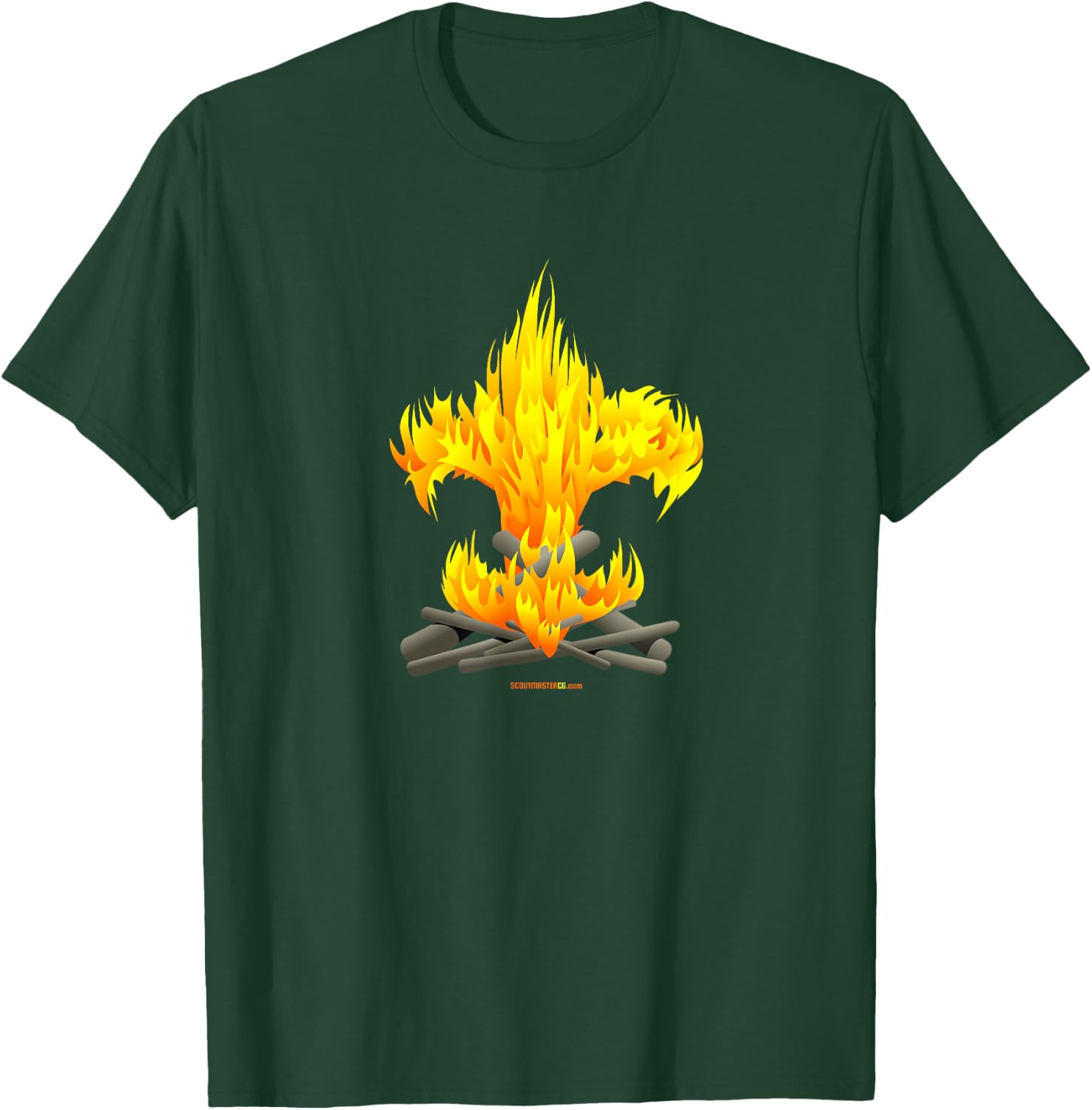 Scout Camp Fire - Original Fleur-de-lis Design T-Shirt - T-Shirt | Forest