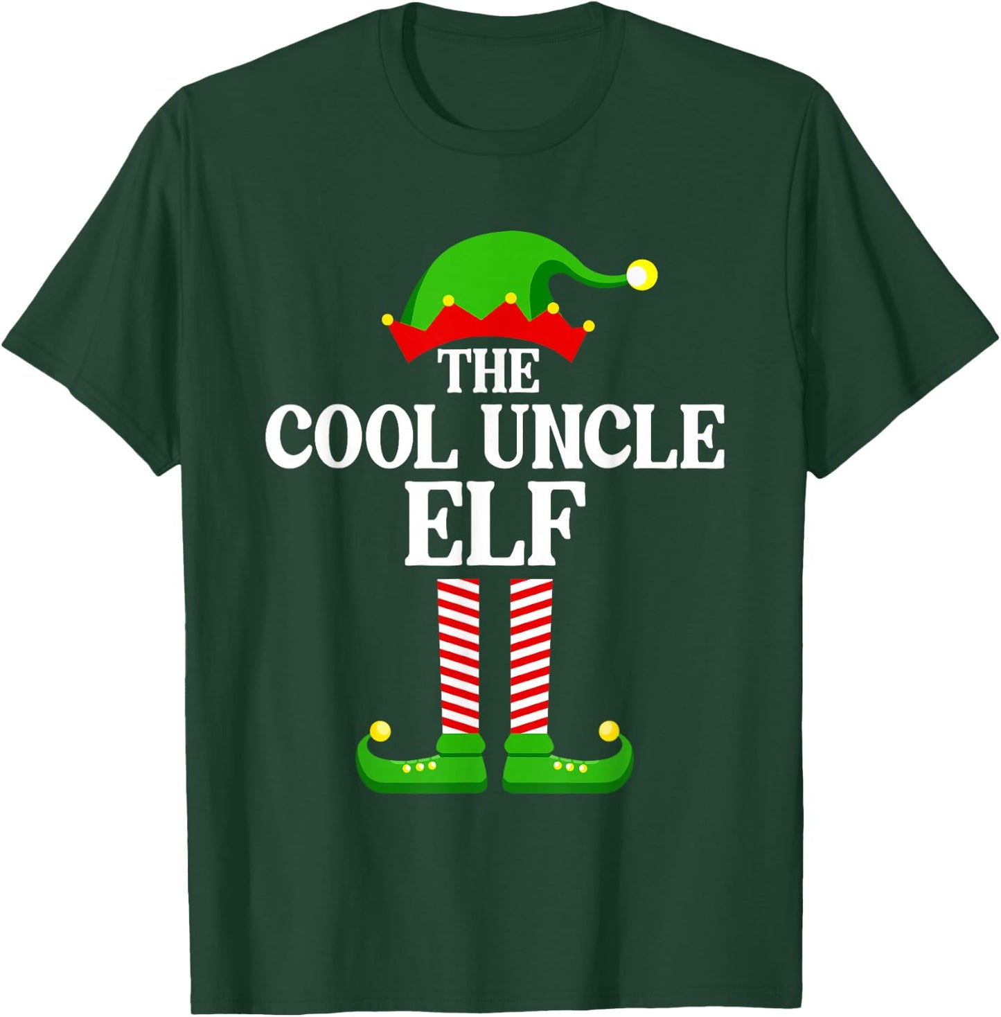 Cool Uncle Elf Family Matching Group Funny Christmas T-Shirt - T-Shirt | Forest